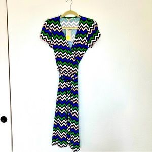 Boden Wrap Dress, Chevron Stripe (multicolor), Size US 8 Long, New With Tags